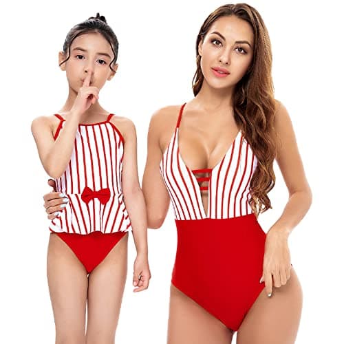 IMEKIS Mommy and Me Matching Family Swimsuits for Summer Beachwear