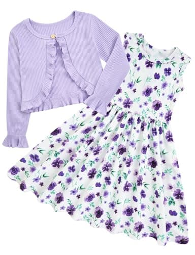 Goodstoworld Toddler Girl Fall Outfits: Sleeveless Dresses & Long Sleeve Cardigan 2-8T