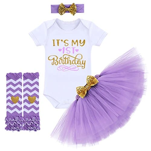 OBEEII 1/2 Birthday Girl Outfit with Tutu Skirt & Leg Warmers