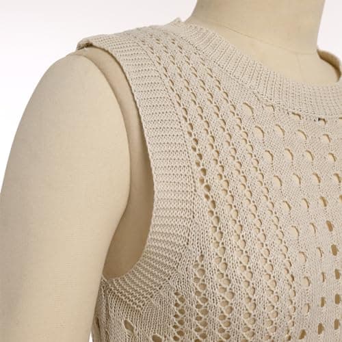 IMEKIS Women's Summer Sleeveless Side Split Crochet Cover-Up Bathing Suit