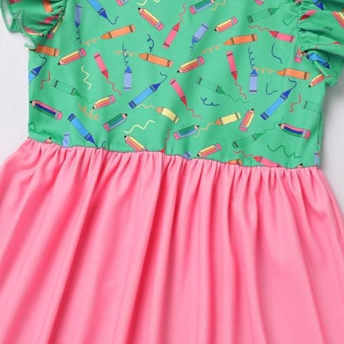 Toddler Girls Back to School Apple Print Dress