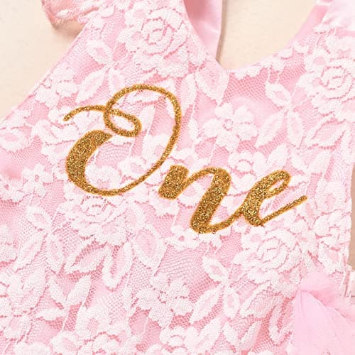 IBTOM CASTLE Baby Girl Boho One-Ruffle Lace Romper Tutu Dress for 1st Birthday Photoshoot