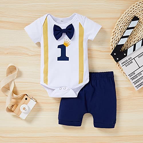 Baby Boy 1st Birthday Crown Outfit