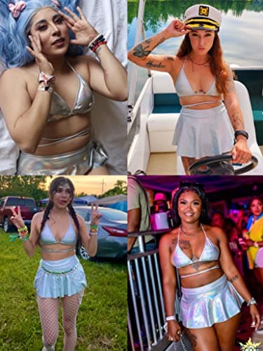 Ella Lust Rave Metallic Bikini & Holographic Skirt for Women