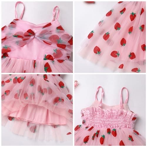 Toddler Girl Strawberry Floral Butterfly Tulle Birthday Dress