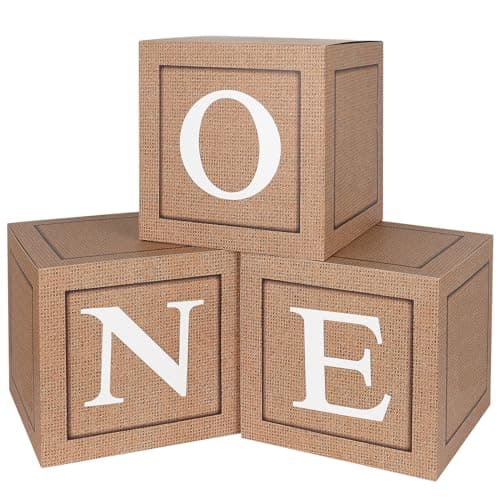 Keencopper 1st Birthday Decorations - 3 Pcs Balloon Boxes, Clear Blocks, Letter Props