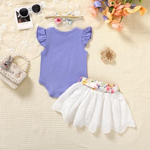 Baby Girl 1st Birthday Outfit Floral Lace Skirt Set