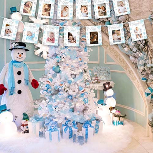Kreatwow Snowflake Birthday Banner for Newborn to 12 Months