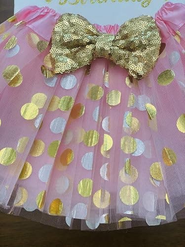 Funmunchkins Personalized 1st Birthday Gold & Pink Tutu Outfit