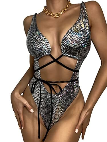 Metallic Snakeskin One Piece Swimsuit for Women by UCadego