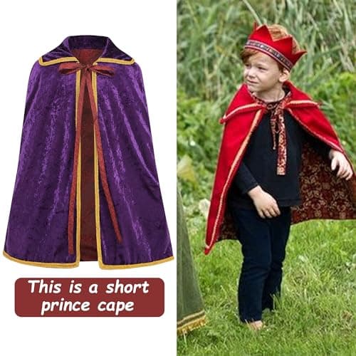 King Costume for Kids: Cape, Crown, Scepter, Halloween 3PC Set