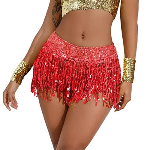Sequins Tassel Skirts Shorts for Women - Rave Party Booty Dance Music Festival Costume