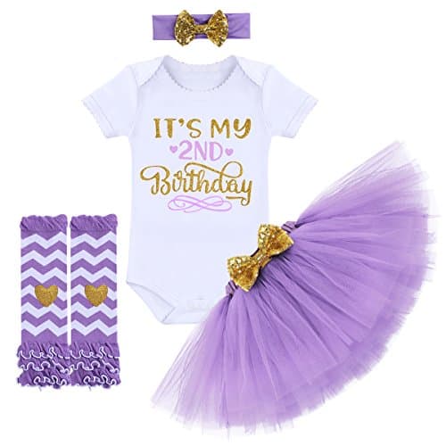 OBEEII 1/2 Birthday Girl Outfit with Tutu Skirt & Leg Warmers