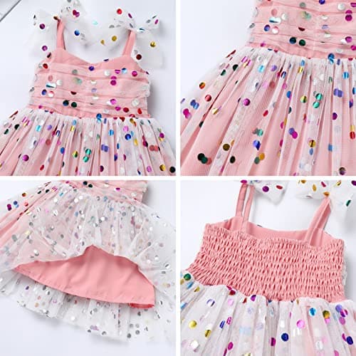 IDOPIP Baby Girls Tutu Sleeveless Backless Birthday Sundress Sequin Ruffle Tulle