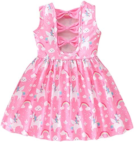 Popshion Girls' Leopard Print Sleeveless Sundress with Back Bowknot