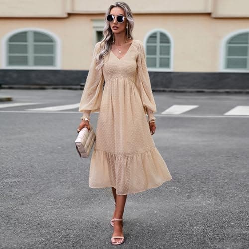 Boho Swiss Dot Smocked Cocktail Dress