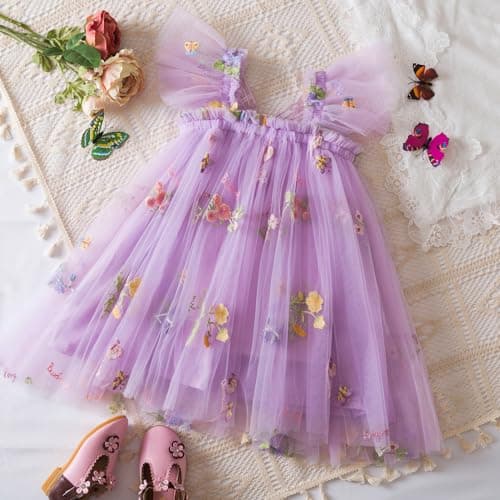 NNJXD Casual Flower Embroidered Tulle Dress for Baby GirlsToddler