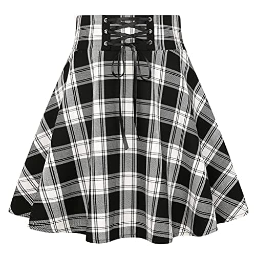 IDEALSANXUN Women's High Waist Gothic Plaid Mini Skirts