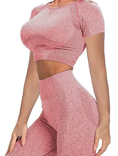 YOFIT Women's Seamless High-Waist Yoga Leggings & Long Sleeve Crop Top Set