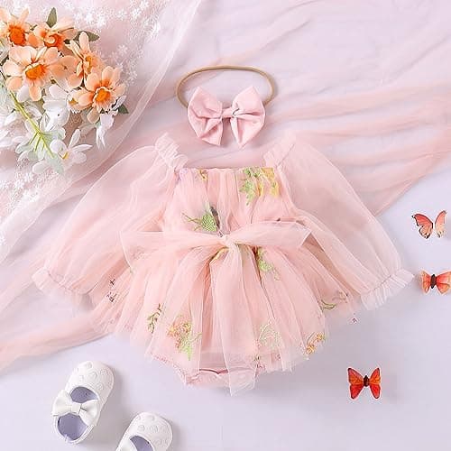 Newborn Baby Girls Butterfly Romper Princess Dress for 1st Birthday Photo Shoot