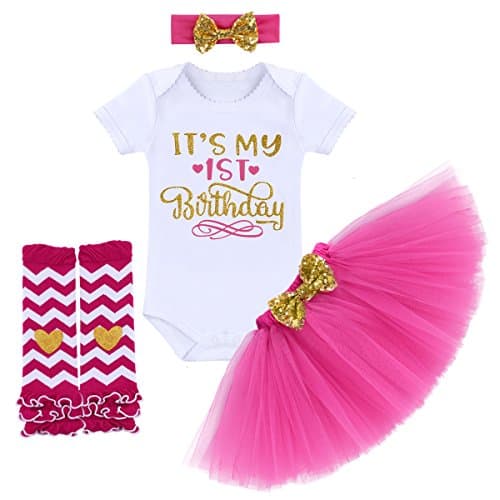 OBEEII 1/2 Birthday Girl Outfit with Tutu Skirt & Leg Warmers