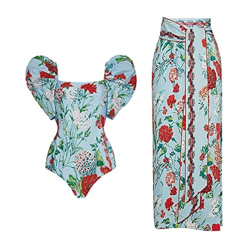 Women's 2-Piece Swimsuit with Cover-Up - Tropical Bikini Set for Summer