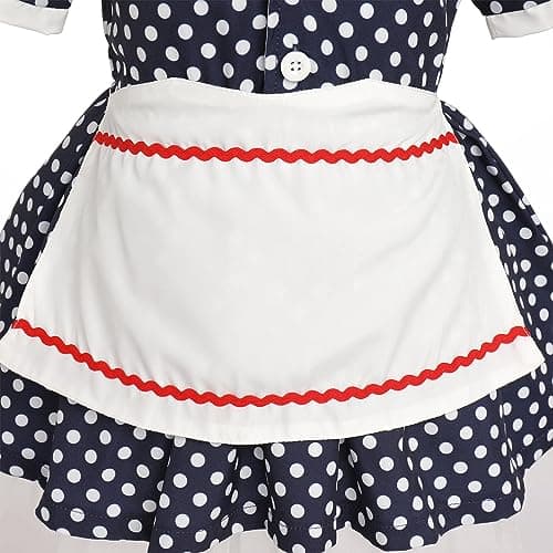 IMEKIS 1950s Housewife Halloween Costume Vintage Polka Dot Dress Apron 1-5T