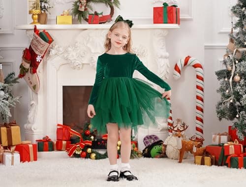 IMEKIS Toddler Girl Christmas Velvet Tutu Dress 1-6T