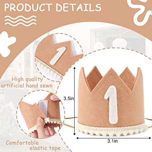 WAHAWU Baby First Birthday Pink Crown Decorations