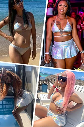 Ella Lust Rave Metallic Bikini & Holographic Skirt for Women