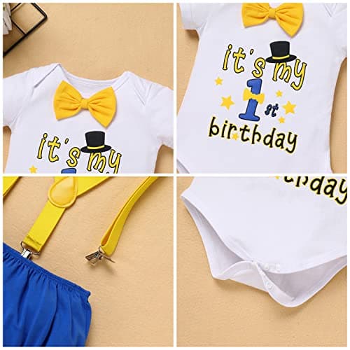 Baby Boy 1st Birthday Cake Smash Outfit 4pcs Set