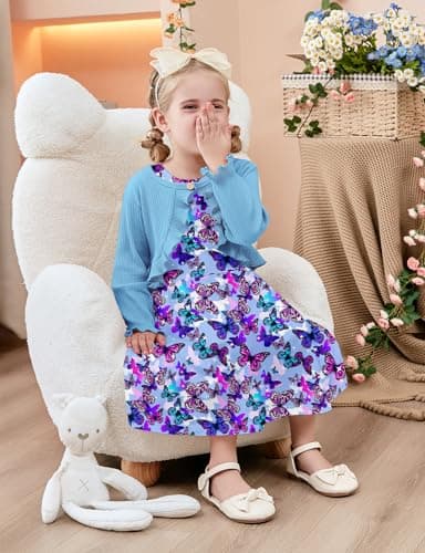 Goodstoworld Toddler Girl Fall Outfits: Sleeveless Dresses & Long Sleeve Cardigan 2-8T
