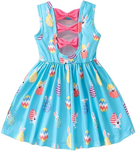 Popshion Girls' Leopard Print Sleeveless Sundress with Back Bowknot