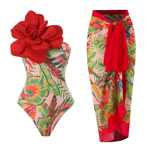 Women's One-Piece Swimsuit with Cover-up Sarong - Beach Outfit