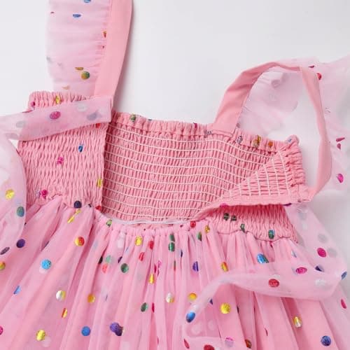 IMEKIS Toddler Girls Boho Backless Birthday Party Dress Formal Tulle Confetti
