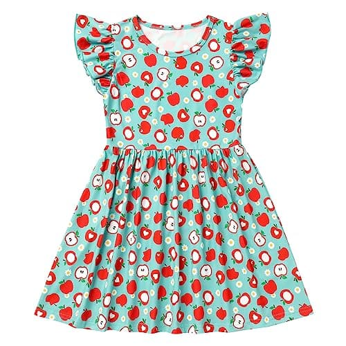 Toddler Girls Back to School Apple Print Dress