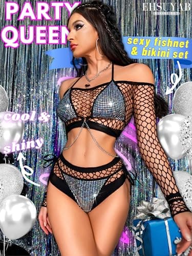 Metallic Sparkly Strappy Bikini for Women Silver Medium