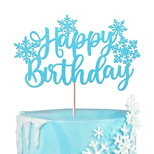 Rsstarxi 1 Pack Snowflake 1st Birthday Cake Topper Silver Glitter Party Decor