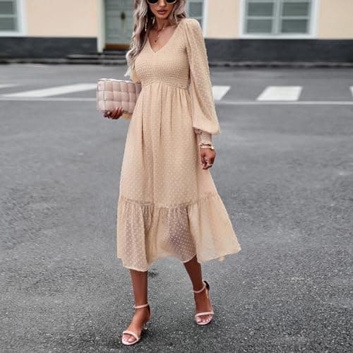 Boho Swiss Dot Smocked Cocktail Dress