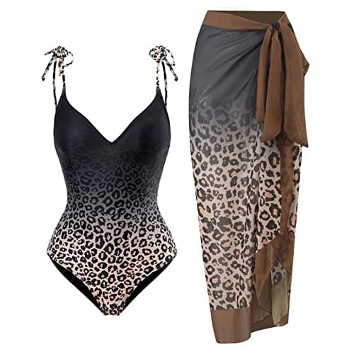 IMEKIS Women’s Floral Print Bikini Set with Wrap Skirt