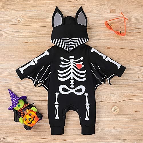 IMEKIS Newborn Baby Bat Halloween Costume Cloak Romper Wings Ears Hoodie