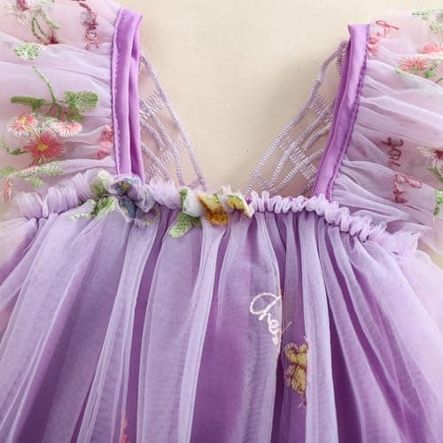 Ginevsal Toddler Butterfly Sleeveless Summer Dress Flowers Tulle