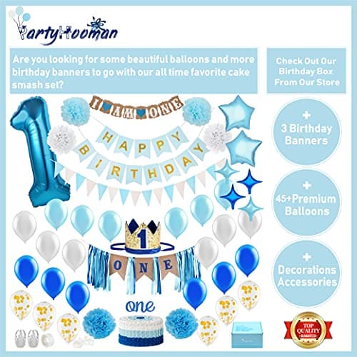 Baby Boy 1st Birthday Decorations - Crown Theme