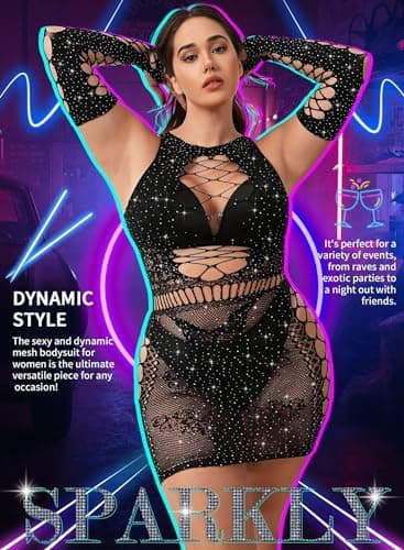 Ela Lust Plus Size Sparkly Rhinestone Rave Dancewear Jumpsuit