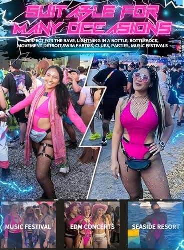 Ella Lust Rave Bodysuit & Crop Top - Neon Mesh Festival Outfit