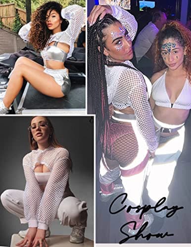 Avidlove Mesh Crop Hoodie for Women Festivals Club Party