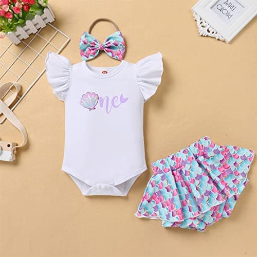 FYMNSI Baby Girls Sunflower Peach 1st Birthday Romper + Shorts + Headband for Cake Smash Photo Props