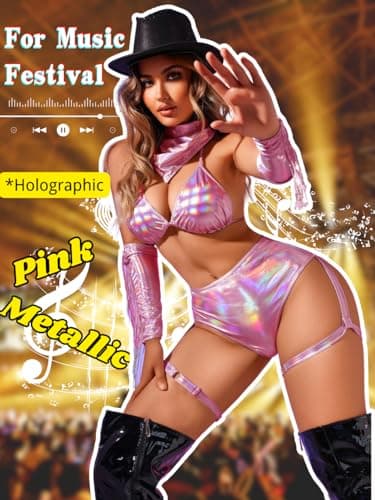 Metallic Cowgirl Outfit for Women - 4 Piece Sexy Fringe Halloween Costume