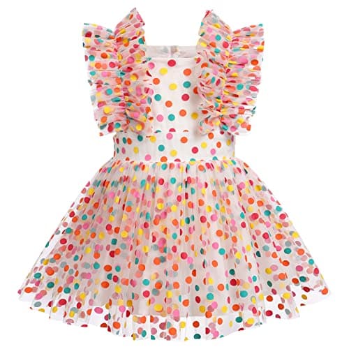 Colorful Polka Dots Romper Tutu Dress for Baby Girls 1st Birthday Party
