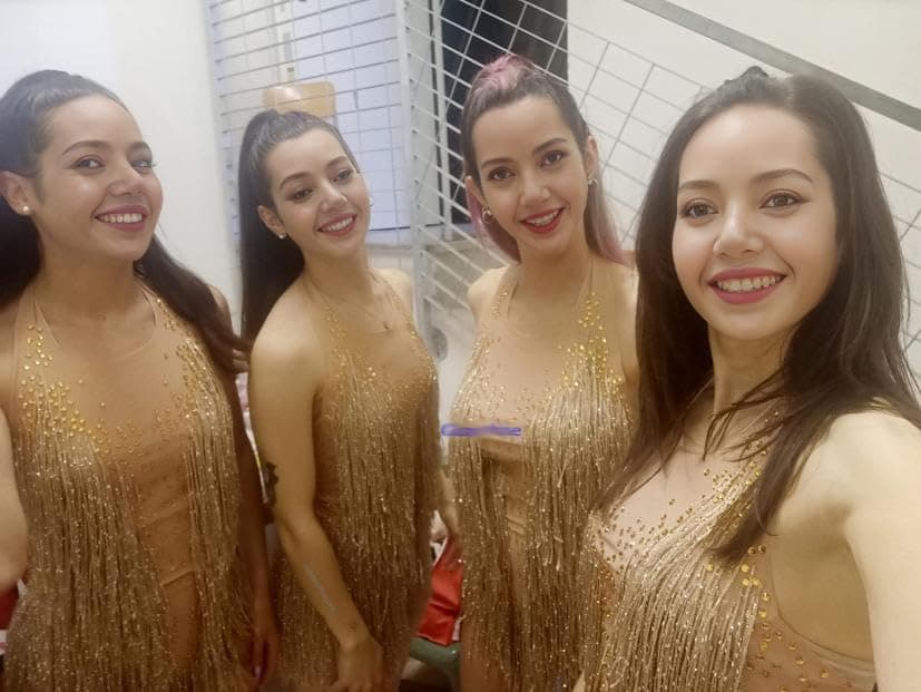 Sparkly Gold Rhinestone Bodysuit for Women's Birthday Party Showgirls